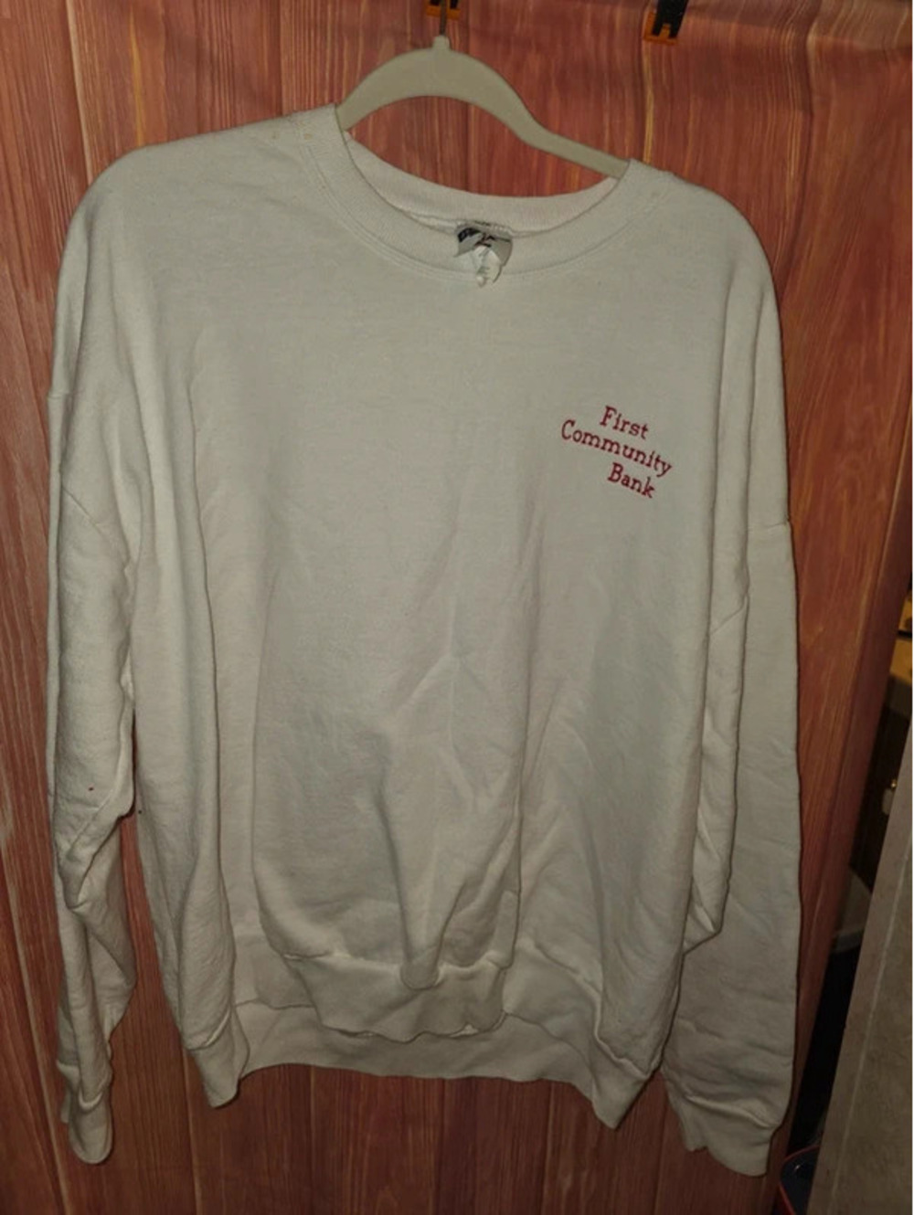 Jerzees White Fleece Crewneck Sweatshirt First Community Bank Embroidered 2XL